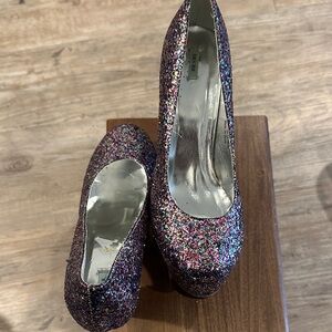 Kimchi Blue Multicolor Glitter Platform Pumps